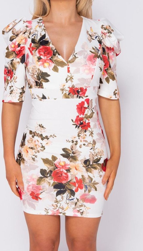 Doe voorzichtig Gepland Frustrerend Witte jurk met bloemen print en open rug maat 36 | bol.com
