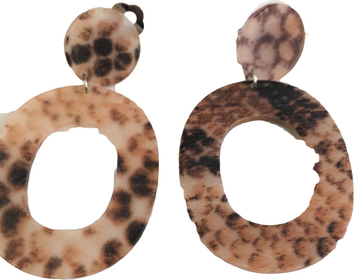 Petra's Sieradenwereld - Clipoorbel hanger snake mat rust brown (299)