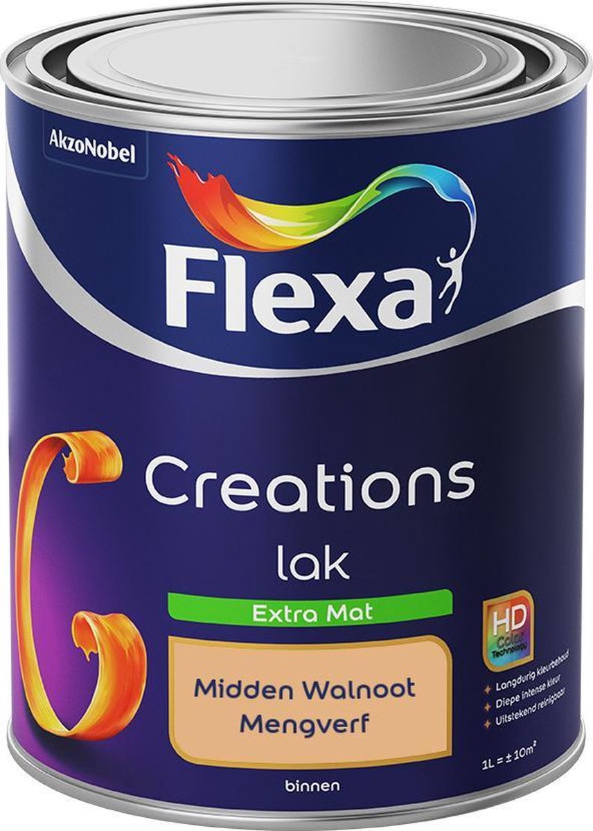 Flexa Creations - Lak Extra Mat - Mengkleur - Midden Walnoot - 1 liter