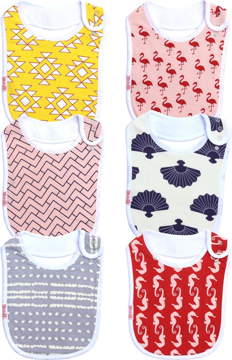 Goedkoopste Slabbetjes baby | 6 slabbers organisch katoen | t/m 3 jr | KliederZ hippe slab meisjes | FB01