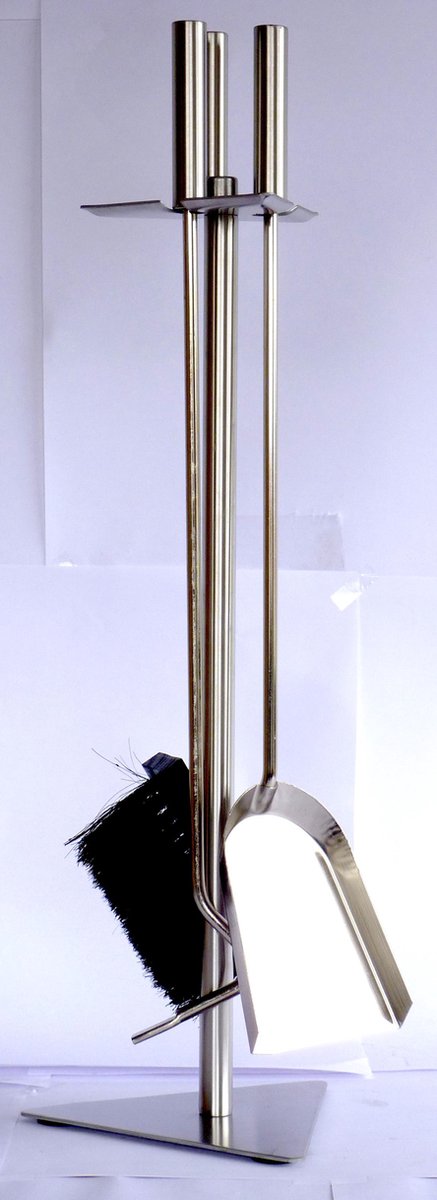 Haardset - 4-delig - rvs - 66x20x20 cm