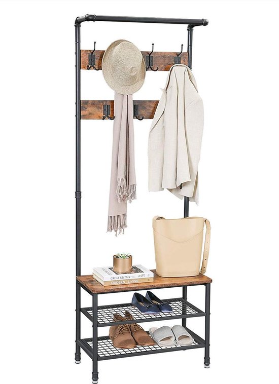 Goliving Kapstok Xl – Garderoberek – Schoenenrek – Staand – 100x41.5x182 – Zwart