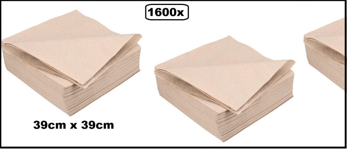 1600x BIO servet 2 laags 39cm 100% composteerbaar - servetten diner cocktail 100% gerecyclede festival thema feest restaurant party