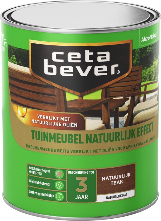 CetaBever Tuinmeubel Beits - Natuurlijk Effect - Teak - 750 ml
