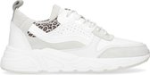 Manfield - Dames - Witte lage sneakers met panterprint detail - Maat 36