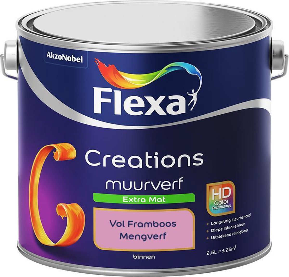 Flexa Creations Muurverf - Extra Mat - Mengkleuren Collectie - Vol Framboos - 2,5 liter