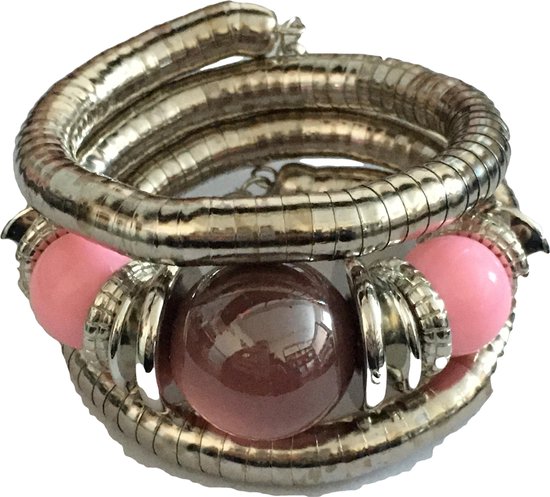 Petra's Sieradenwereld - Slangarmband met roze kraal (3)