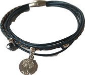 Petra's Sieradenwereld - *Leren armband blauw met magneetsluiting (1014)