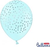 Partydeco - Ballonnen Baby blauw dots zilver 50 stuks