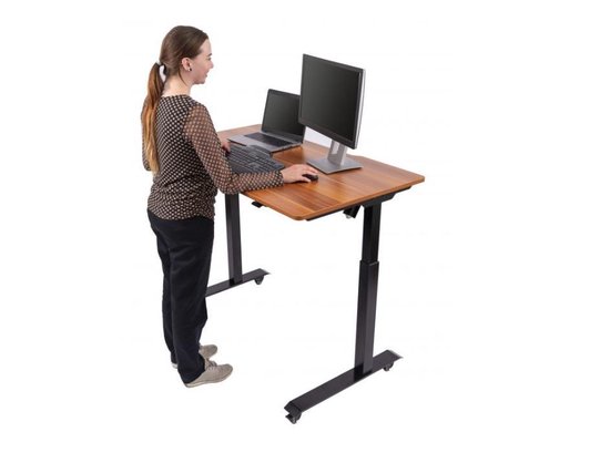 Elektrisch Verstelbaar Zit Sta Bureau 120cm Teak Top / Zwart Frame | bol.com