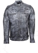 Urban 5884® - Ralph - Biker look – Denim - Heren Jas - Lams Leer Jack - Maat 3XL