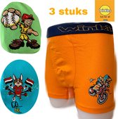 Embrator 3-pack jongens Boxershort met print oranje/turquoise/groen 134/140