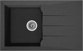 STRADOUR Ingebouwde gootsteen 1 kom + 1 afdruiprek Alineo - Composiet MMC - 81 x 50 cm - Titanium grijs