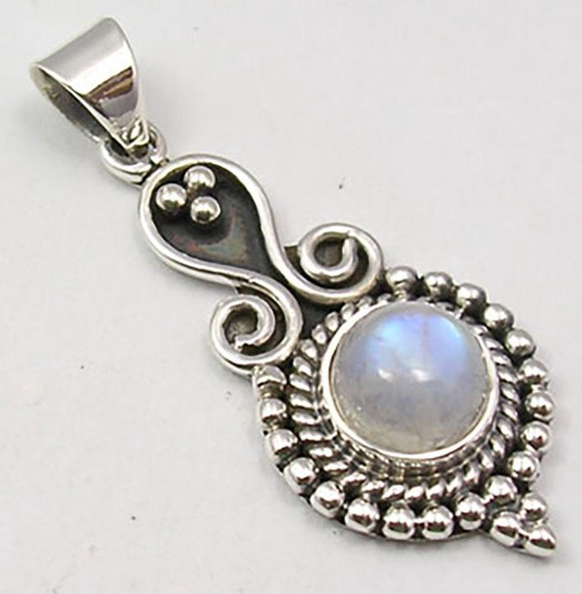 Natuursieraad - 925 sterling zilver maansteen hanger pendant bedel - luxe edelsteen sieraad - handgemaakt