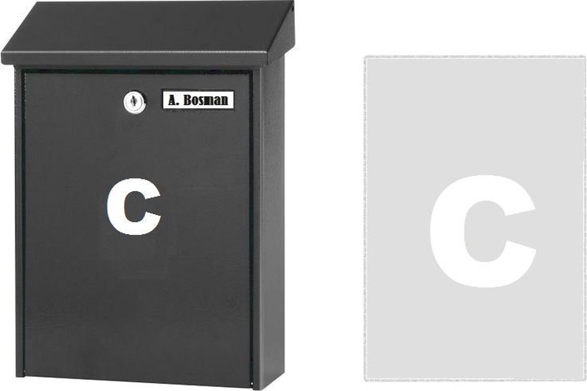 Huisnummer sticker C WIT (6cm hoog) / plakcijfer / cijfersticker