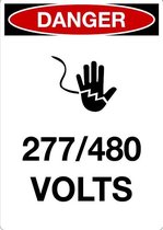Sticker 'Danger: 277/480 Volts' 210 x 297 mm (A4)
