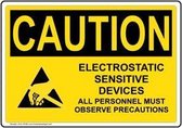 Sticker 'Caution: Electrostatic sensitive devices, observe precautions', geel,150 x 75 mm