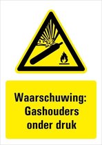 Waarschuwing voor gashouders onder druk bord met tekst 148 x 210 mm