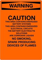 Sticker 'Warning: This area contains energized battery systems' 148 x 105 mm (A6)