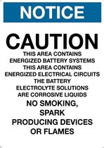 Sticker 'Notice: Caution, this area contains energized battery systems' 148 x 105 mm (A6)