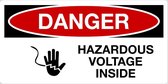 Sticker 'Danger: Hazardous voltage inside' 150 x 75 mm