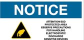 Sticker 'Notice: Observe precautions for handling electrostatic sensitive devices', 100 x 50 mm