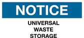 Sticker 'Notice: Universal waste storage' 300 x 150 mm
