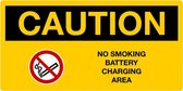 Sticker 'Caution: No smoking, battery charging area' 100 x 50 mm