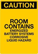 Sticker 'Caution: Room contains energized battery systems' 210 x 148 mm (A5)