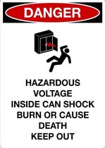 Sticker 'Danger: Voltage inside can shock burn or cause death' 148 x 210 mm (A5)