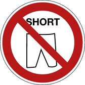 Korte broek verboden sticker 100 mm