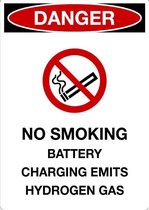 Sticker 'Danger: No smoking, battery charging emits hydrogen gas' 148 x 105 mm (A6)