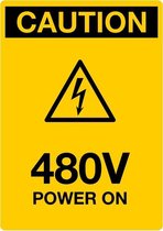 Sticker 'Caution: 480V power on', 210 x 148 mm (A5)