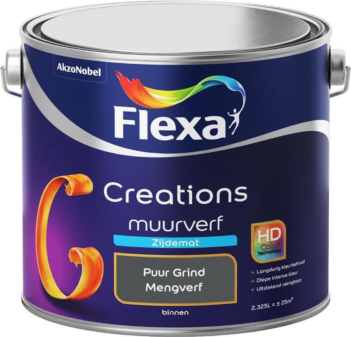 Flexa Creations - Muurverf Zijde Mat - Mengkleuren Collectie - Puur Grind - 2,5 liter