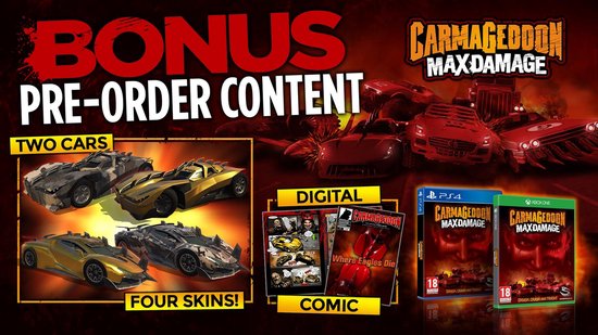 Jeu PS4 Carmageddon Max Damage - Version FR Complète En Boîte Avec Fourreau Holo