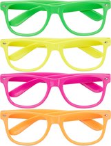 Relaxdays feestbril 4 stuks - neon kleur - grappige bril - carnavalsbril - party bril
