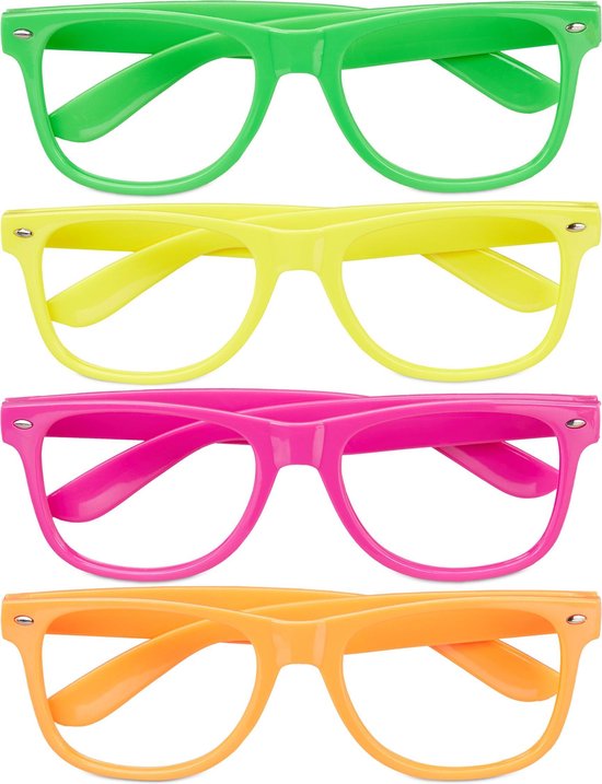 vitamine ontploffen Niet doen Relaxdays feestbril 4 stuks - neon kleur - grappige bril - carnavalsbril - party  bril | bol.com