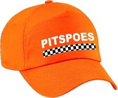 Pitspoes / gridgirl met finish vlag verkleed pet oranje voor dames - Pitspoes team baseball cap - carnaval / kostuum