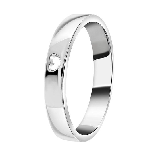Lucardi Dames ring met uitgesneden hart - Ring - Cadeau - Echt Zilver
