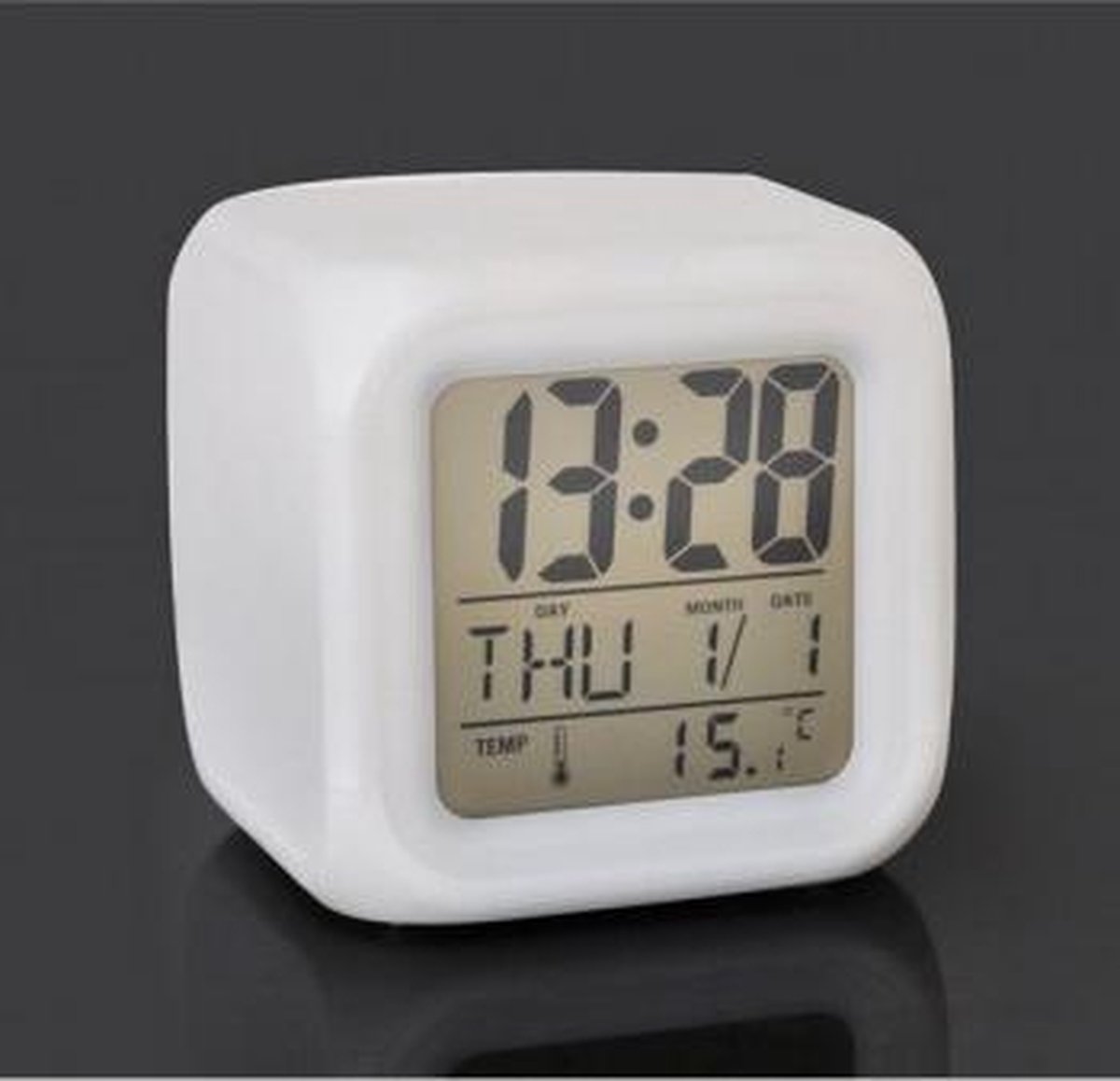 2X Klok met led verlichting - Wekker - Thermometer - Kalender - Klokje  staand - Wekker | bol