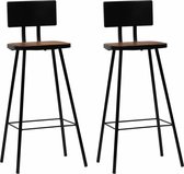 Barstoelen 2 st massief gerecycled hout