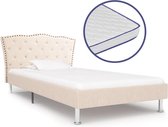 Bed met traagschuim matras stof beige 90x200 cm