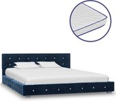 Bed met traagschuim matras fluweel blauw 140x200 cm