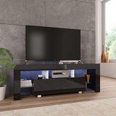 Tv-meubel met LED-verlichting 130x35x45 cm hoogglans zwart