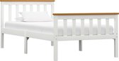 Bedframe massief grenenhout wit 100x200 cm