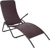 Inklapbaar ligbed poly rattan bruin