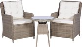 3-delige Bistroset met kussens poly rattan bruin