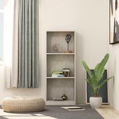 Boekenkast met 3 schappen 40x24x108 cm spaanplaat betongrijs