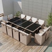 13-delige Tuinset met kussens poly rattan beige