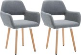 Eetkamerstoelen 2 st stof lichtgrijs